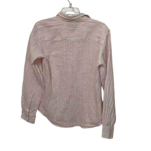 Brooks Brothers Irish Linen Striped Button Up Blouse Shirt Womens Size 12 Preppy - Picture 5 of 9